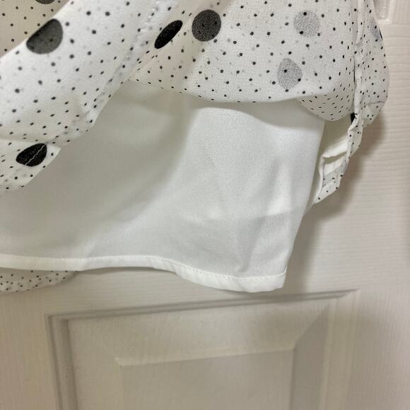 Polka dot ruffled one shoulder blouse by 1. State, NWT small black white chiffon - Picture 11 of 12